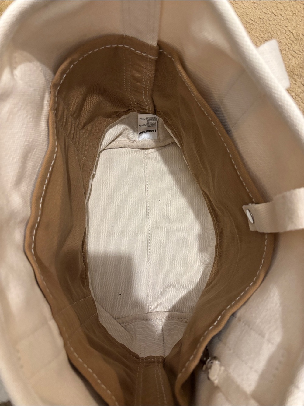 Lands end Medium 5 Pocket Open Top Long Handle Canvas Tote Bag - Picture 4 of 4